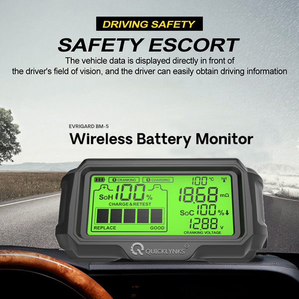 Wireless Battery Monitor - EVRIGARD BM-5 - Dashboard Display - Solar Powered