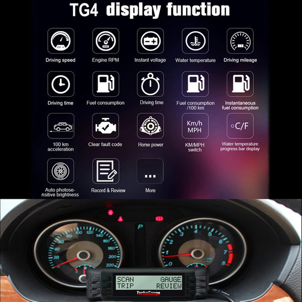 TurboGauge IV - 4 in One Vehicle Computer - OBD2 - Multi-Gauge Display