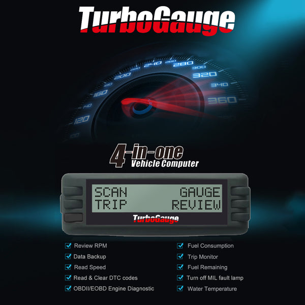 TurboGauge IV - 4 in One Vehicle Computer - OBD2 - Multi-Gauge Display