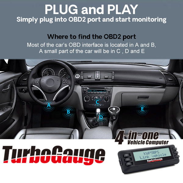 TurboGauge IV - 4 in One Vehicle Computer - OBD2 - Multi-Gauge Display