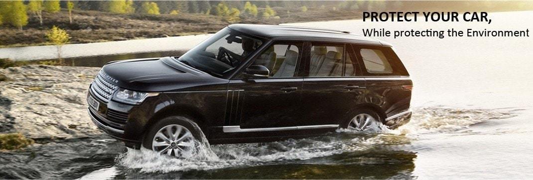 Black Range Rover Crossing water with Electronic Rust Protection