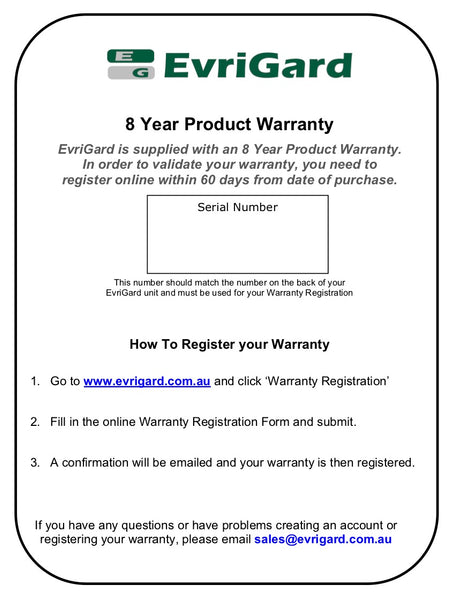 EvriGard Electronic Rust Protection Warranty Registration Process